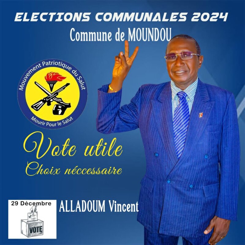 Le conseiller Alladoum Vincent, candidat idéal du MPS au poste de Maire de Moundou, la ville nouvelle.